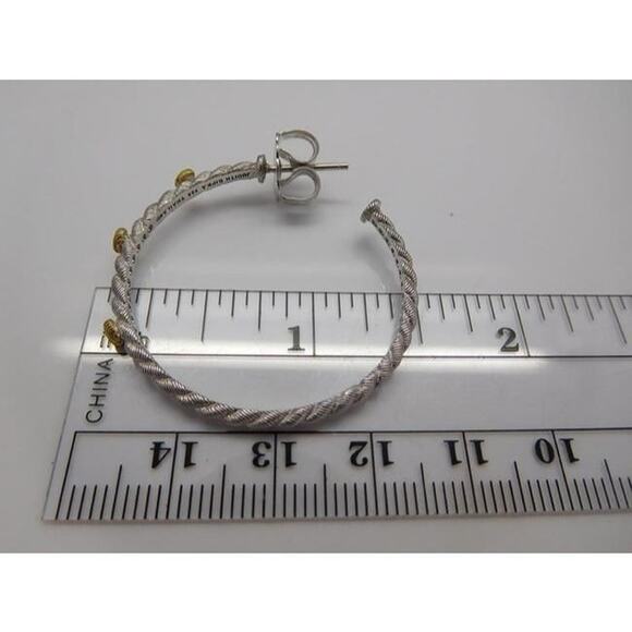 Judith Ripka Heart Hoop In Sterling Silver Earrings 1.5in - Picture 6 of 7